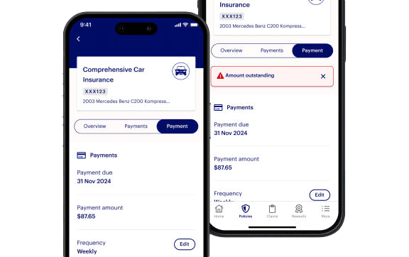 NRMA Insurance App Payments screen
