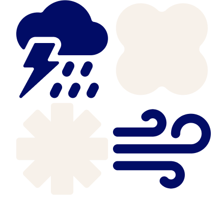 Pictogram of storm weather icons.