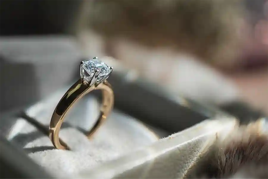 Engagement ring in it's box