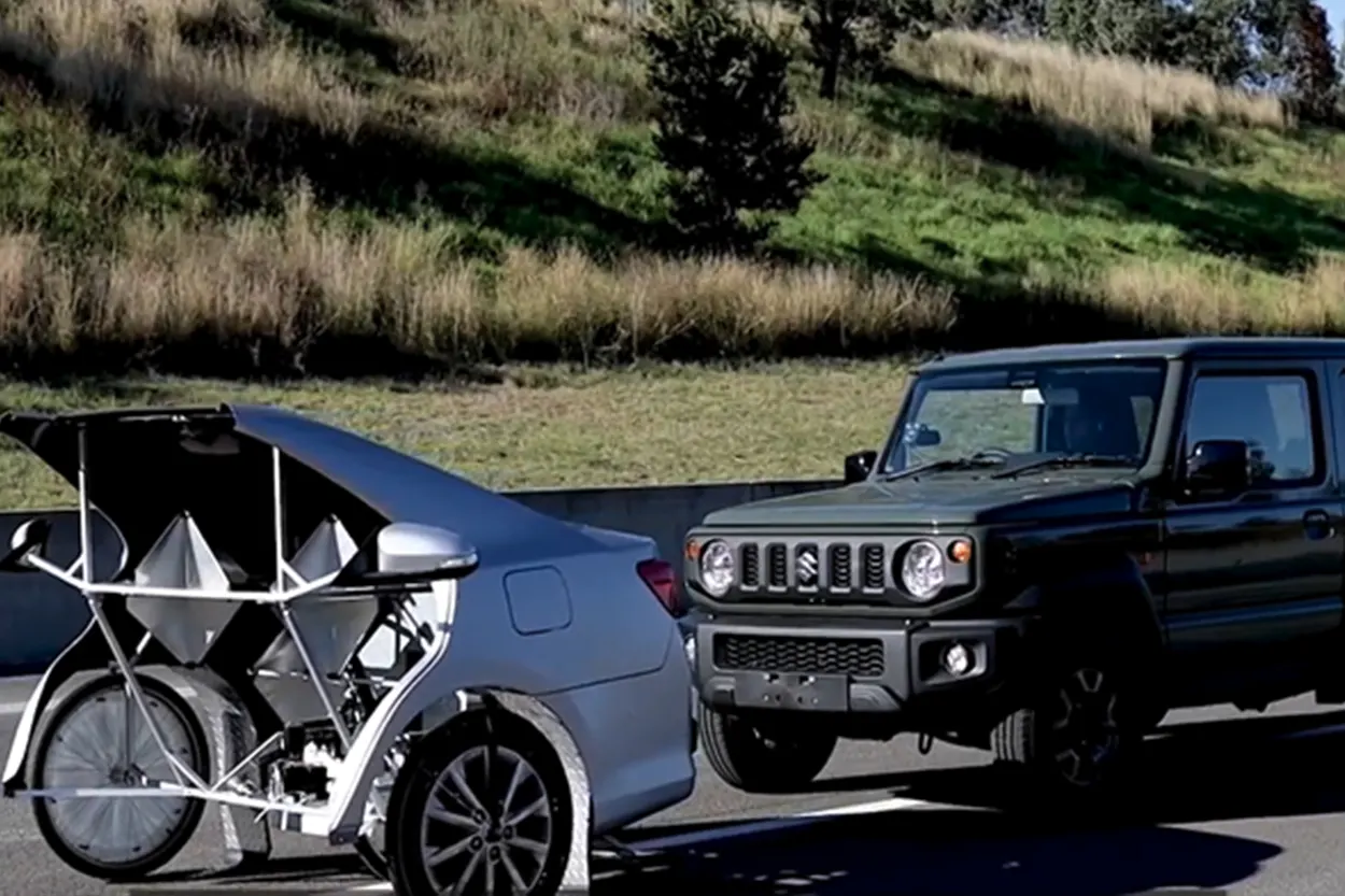 Vehicles participating in a collision test.